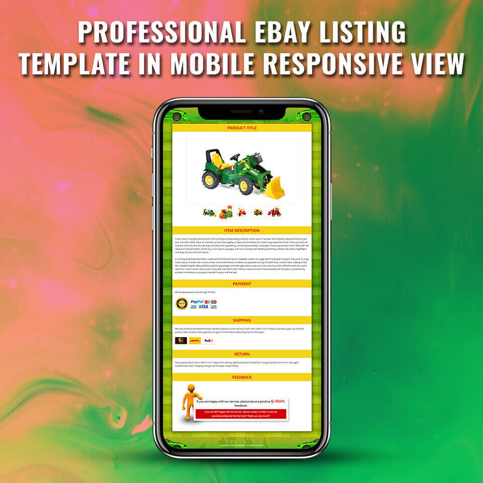 eBay Listing Templates Mobile Responsive HTTP 2025 Secure for Toys