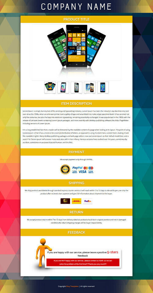 Ebay Template Listing Professional Auction design Responsive mobile HTML 2025