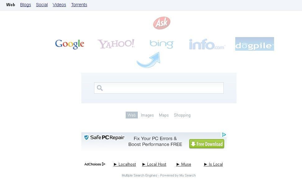 Multiple Search Engine Website