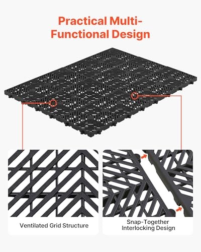 VEVOR Plastic Pallets 6 Pcs Nestable Storage Pad 23.6×11.8×1.2 Black Waterproof