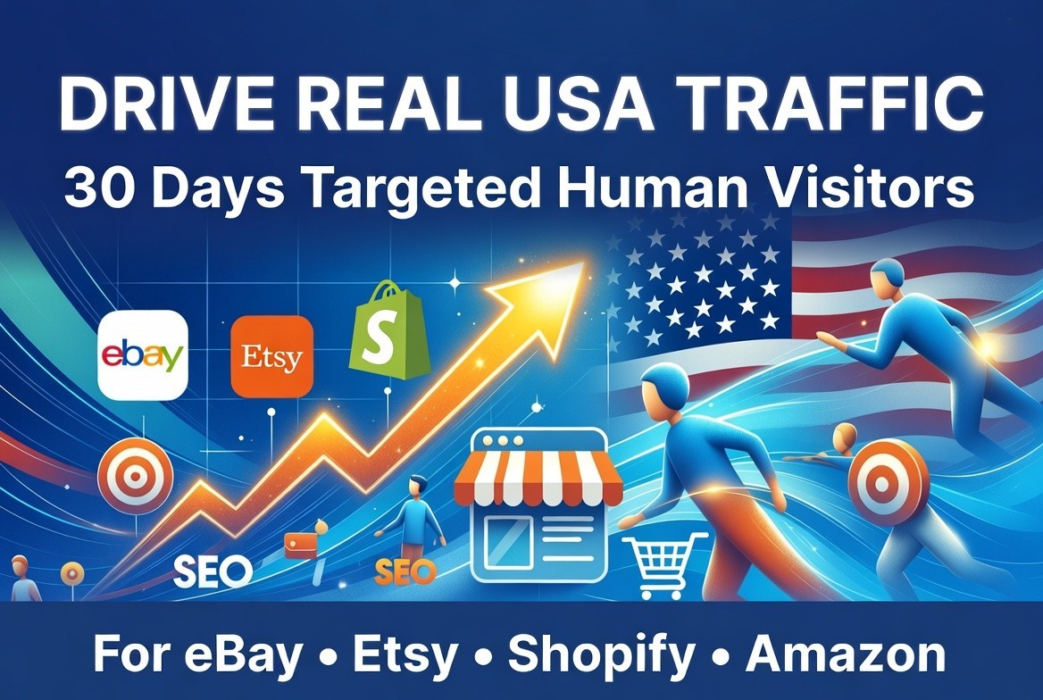 30 Days SEO Traffic | Real USA Human Visitors for Shopify Etsy eBay