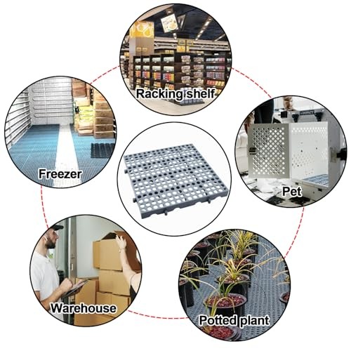 3-Pack Heavy Duty Plastic Pallets 11.8″x11.8″ Stackable Grid Floor Storage Grey