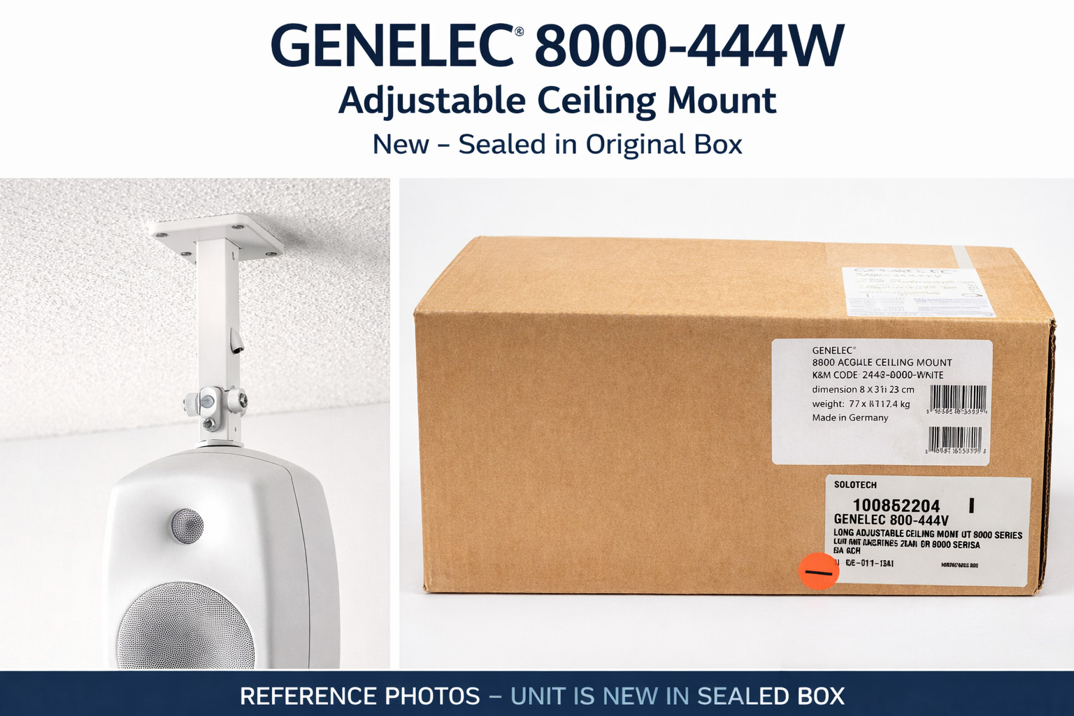 GENELEC 8000-444W Adjustable Ceiling Mount White Speaker Mount – New Sealed