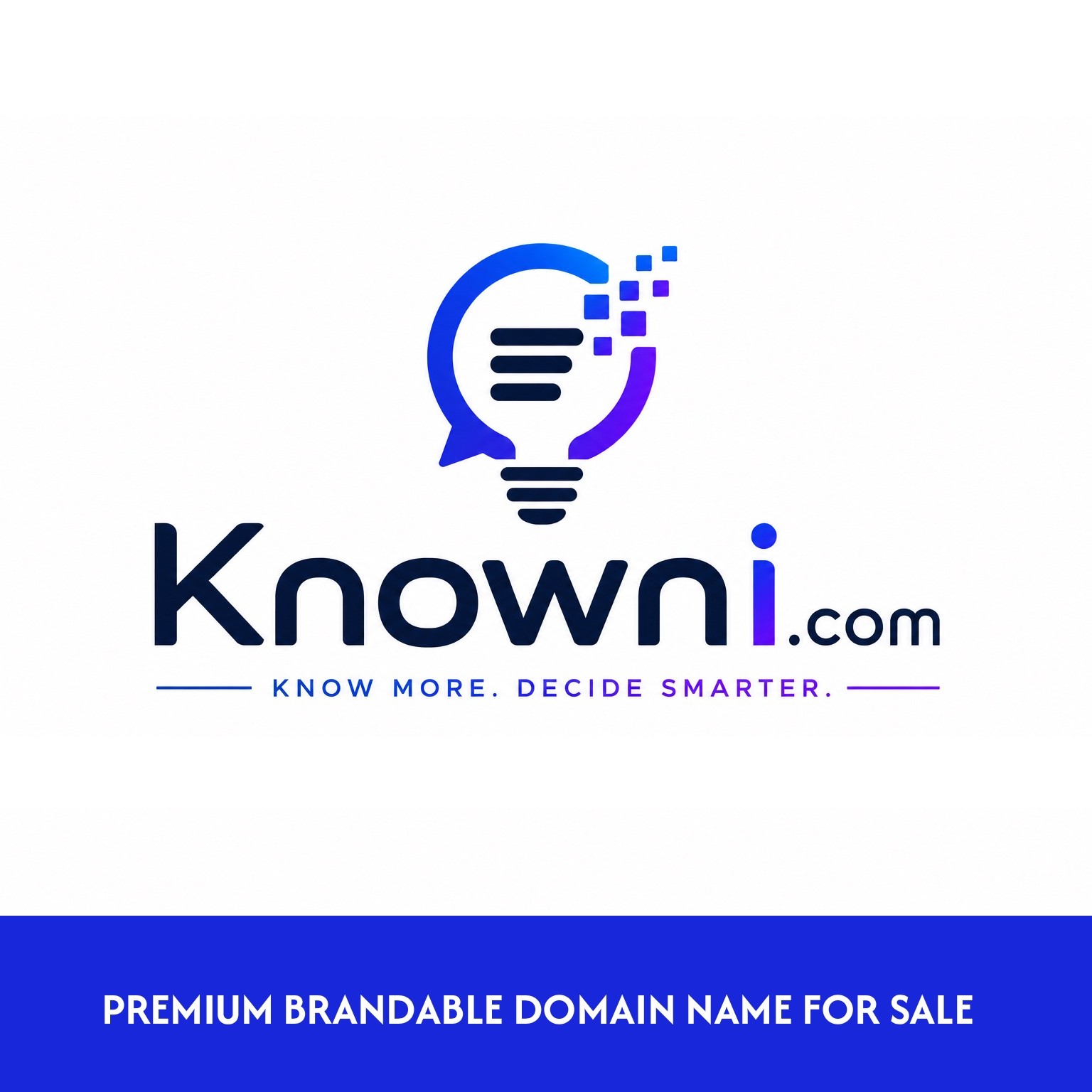 Knowni.com Data, Knowledge, AI, SaaS Branding, Startup .COM Domain Name For Sale