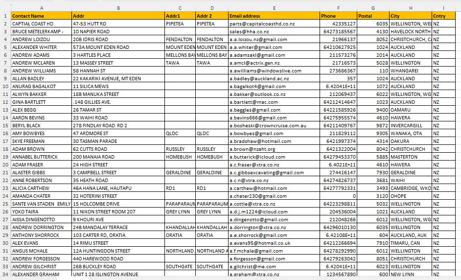 100K New Zealand Customers Email database list| B2C contact leads (Excel file)