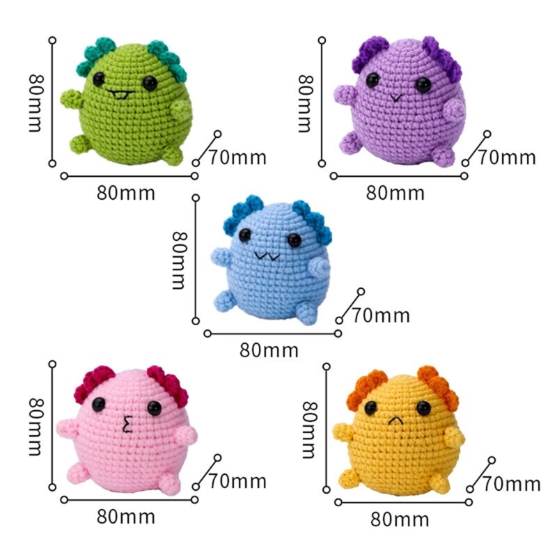 DIY Salamander Crochet Kits Including Crochet Hook, Yarns, Needle, Plastic Eyes