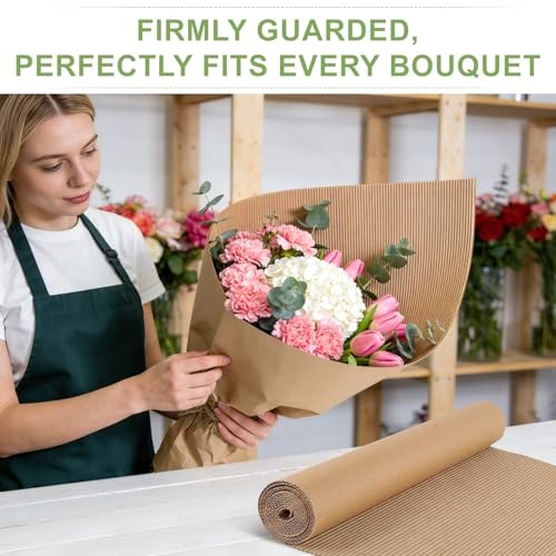Corrugated Cardboard Roll 66 x 17 Inch Thick Paper for Shipping Packing DIY Craf