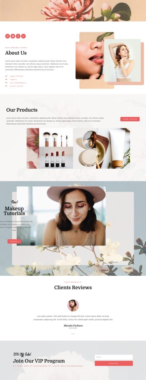 Beautiful Elementor Templates 15 , Mobile Responsive, Salon WordPress Website.