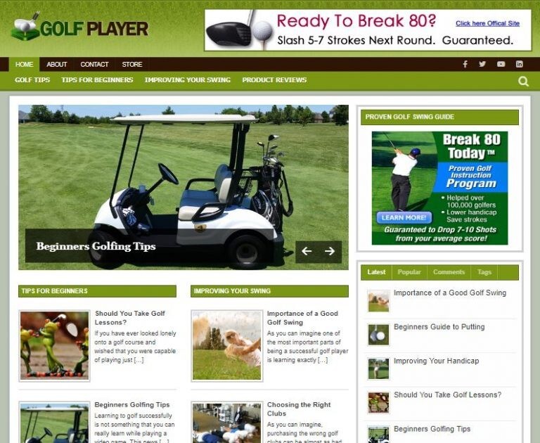 Golf Player Ready Made Blog Turnkey Niche Website Business for Sale