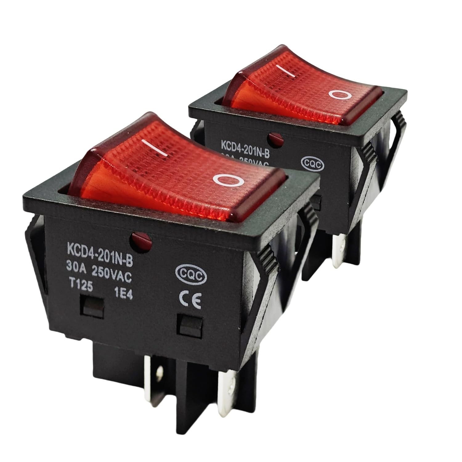 “2 Pack 30A 250V Rocker Switch, Red LED, DPST 4 Pin, Heavy Duty, 120V Toggle “