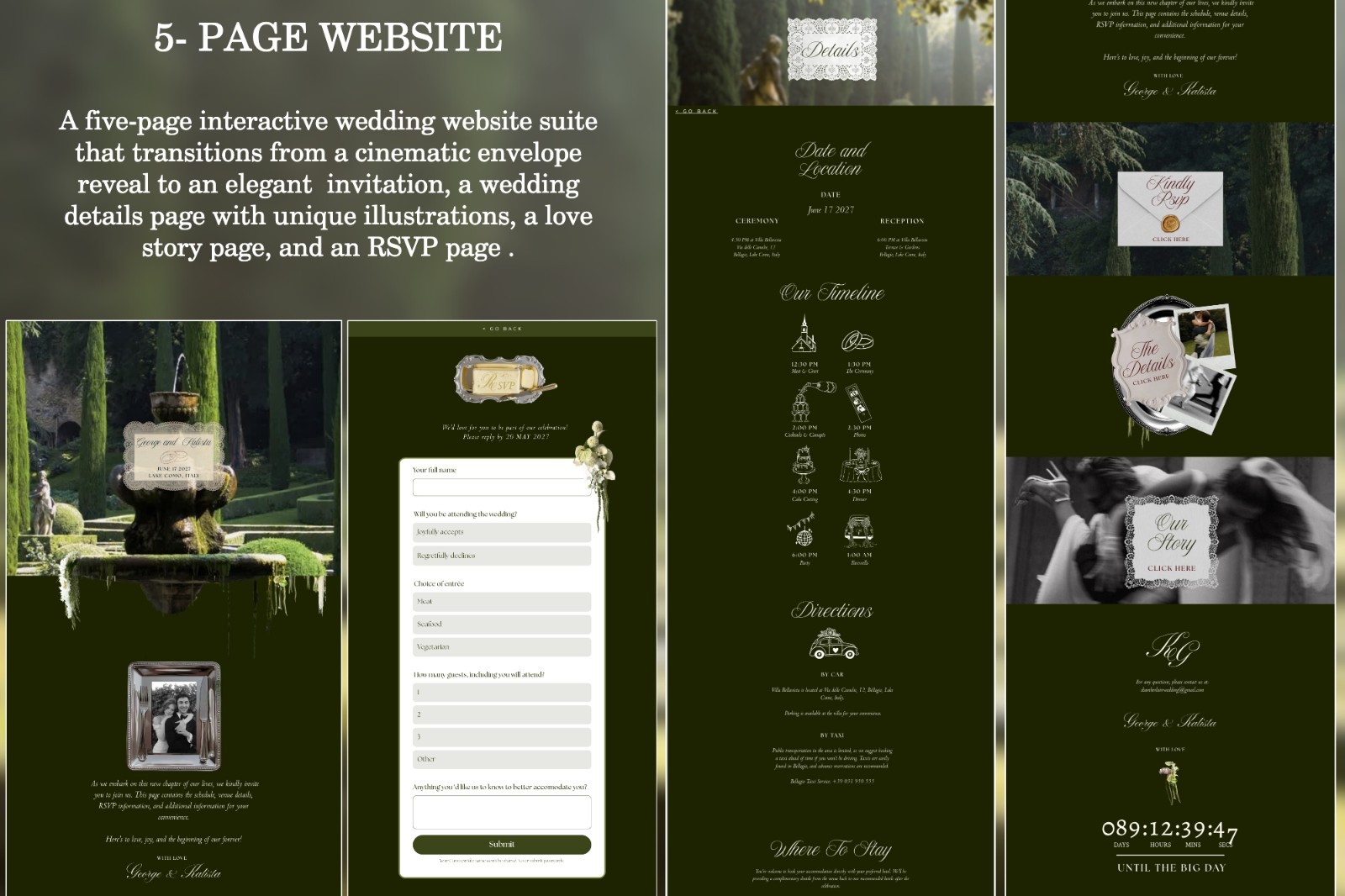 Wedding Website template | Rsvp invite | custom wedding site editable in canva