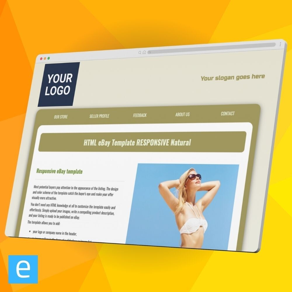 eBay Template RESPONSIVE Natural – beige – editor included – fully customizable