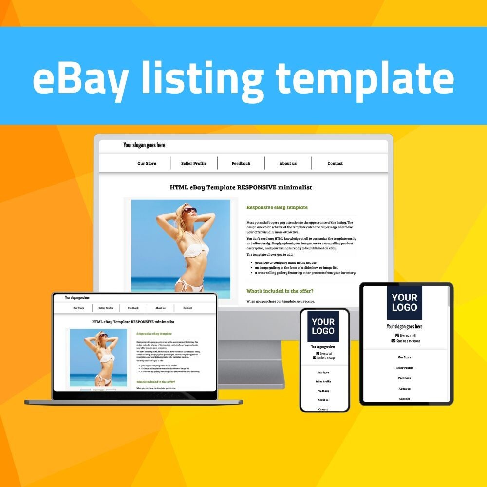 eBay Template – Responsive Simple – Mobile Optimized + Editor