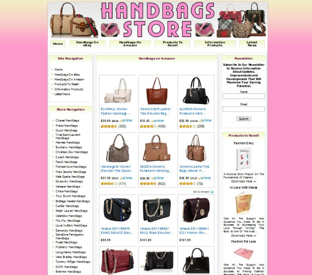 AUTOMATED HANDBAGS STORE BUSINESS WEBSITE FOR SALE AMAZON STORE ADSENSE