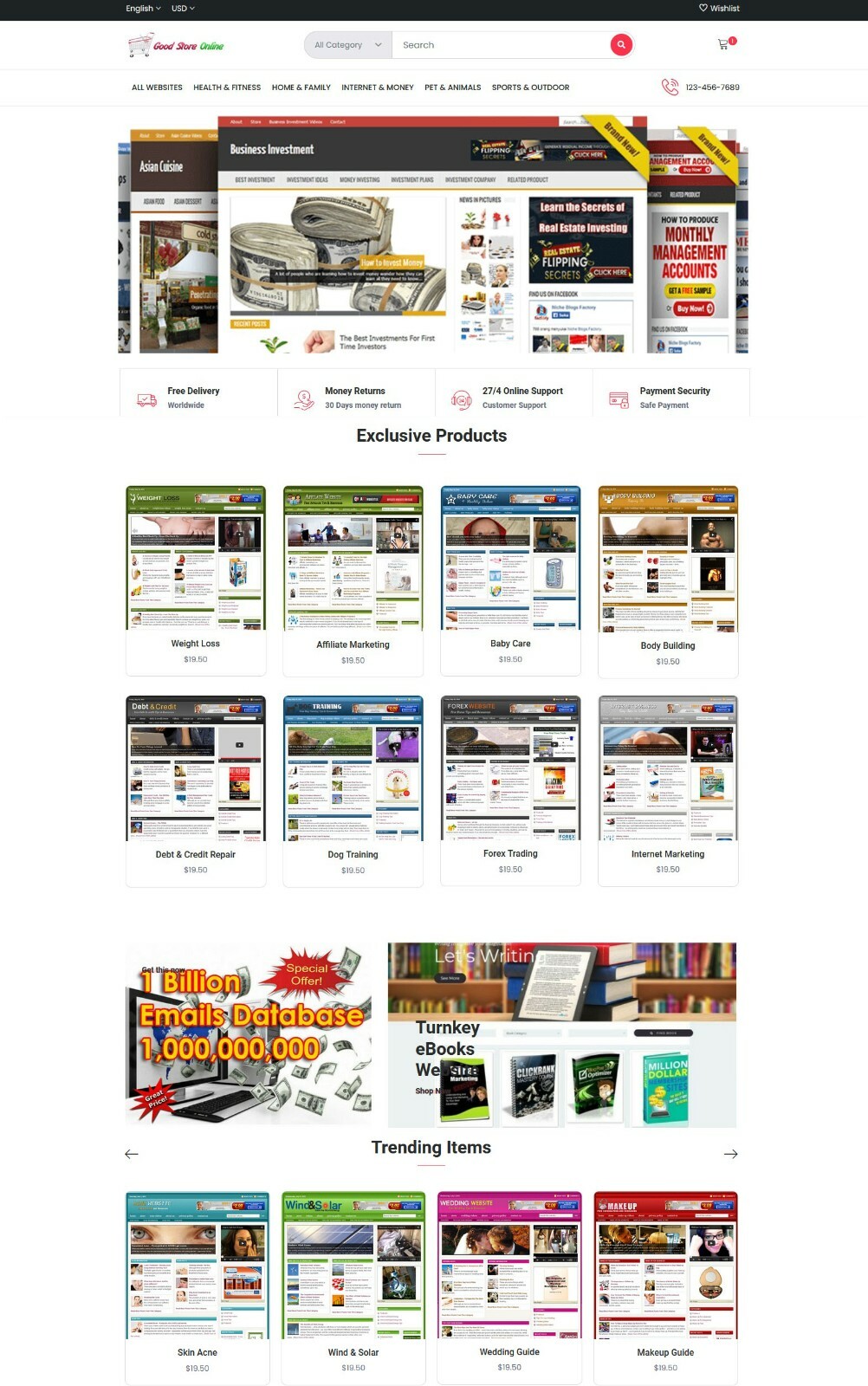 Niche Blogs Store WordPress Website For Sale, Preloaded + Free Hosting