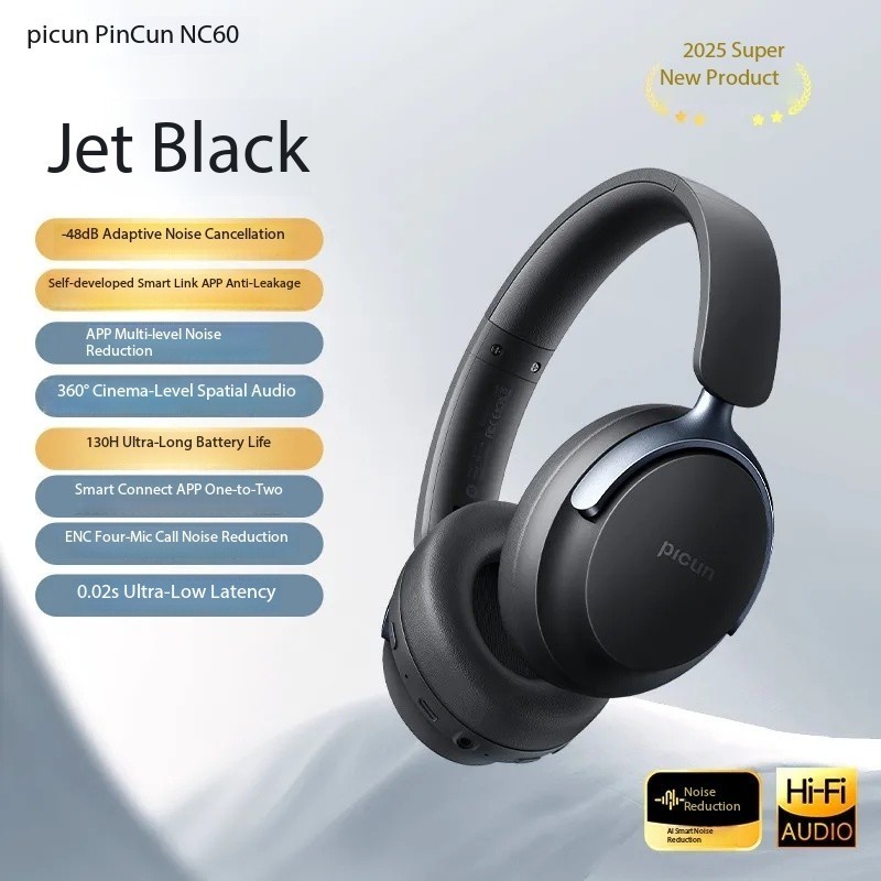 Pinsen NC60 Over-Ear Bluetooth Headphones with Active Noise Cancellation