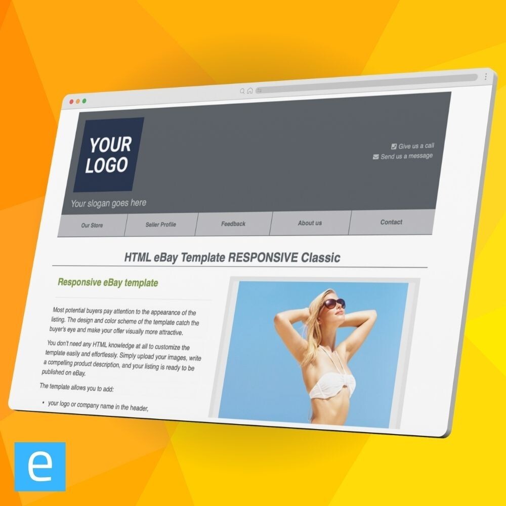 eBay Template RESPONSIVE Classic – grey – NO CODING REQUIRED – Editor included