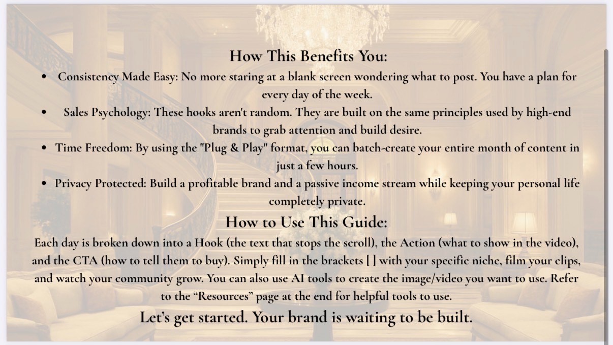 “LUXURY FACES” The 4-Week Faceless Content BlueprintCalendar PDF Digital Product