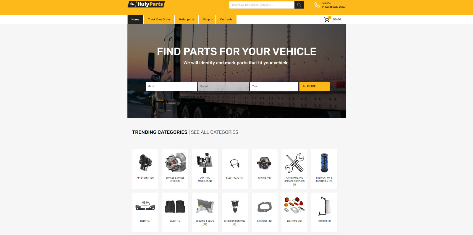 HulyParts.com -Semi-Truck Parts ECommerce Website + Inventory (optional) $99K RV