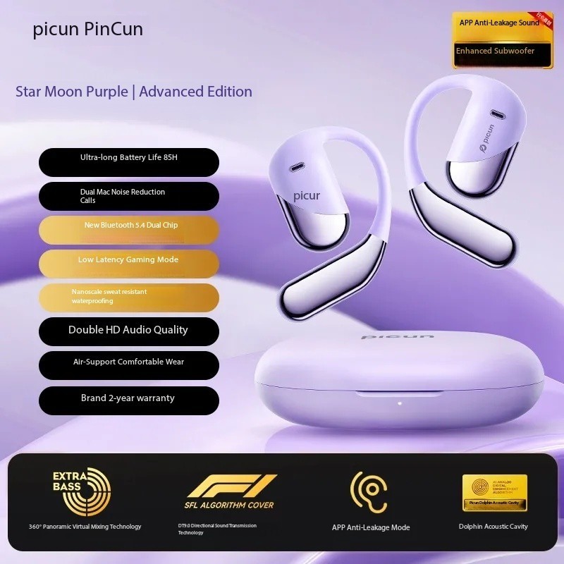 Pincun H3 Clip-On Bluetooth Wireless Earphones Open-Ear Bone Conduction for