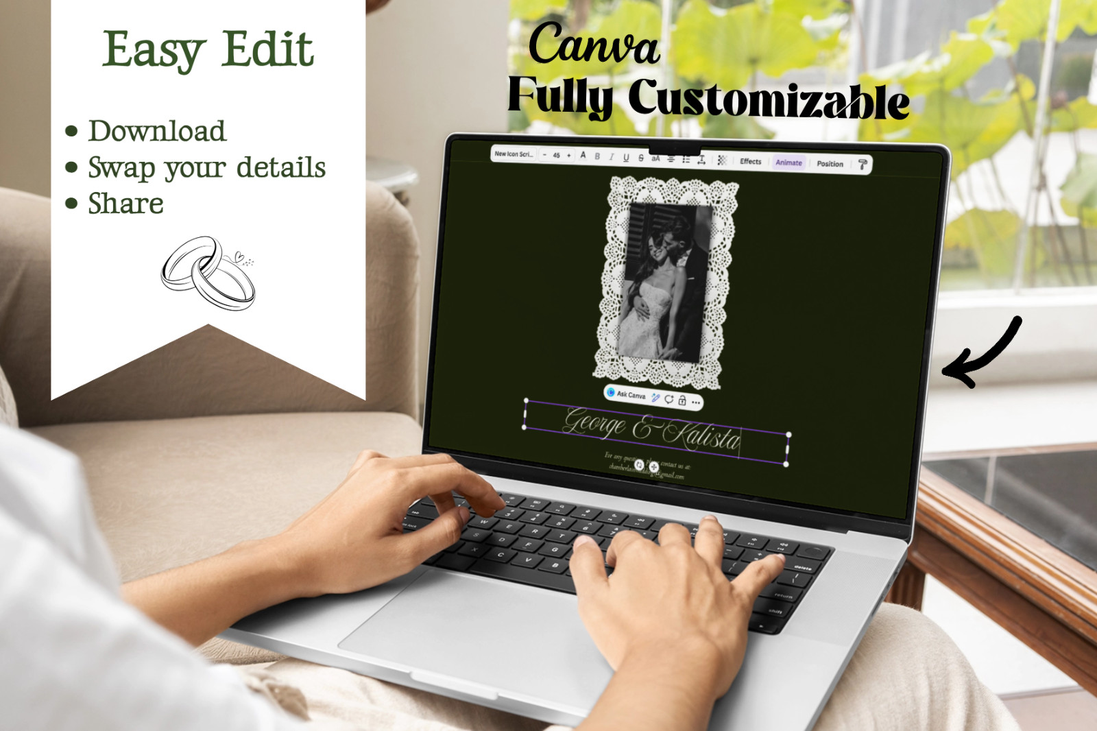 Wedding Website template | Rsvp invite | custom wedding site editable in canva