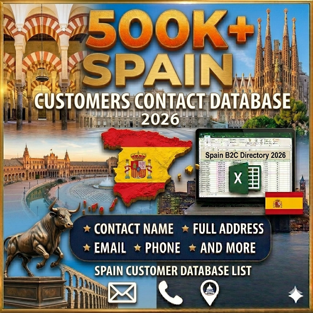 500K SPAIN Customers Email Database – B2C Contact leads list (Excel file)