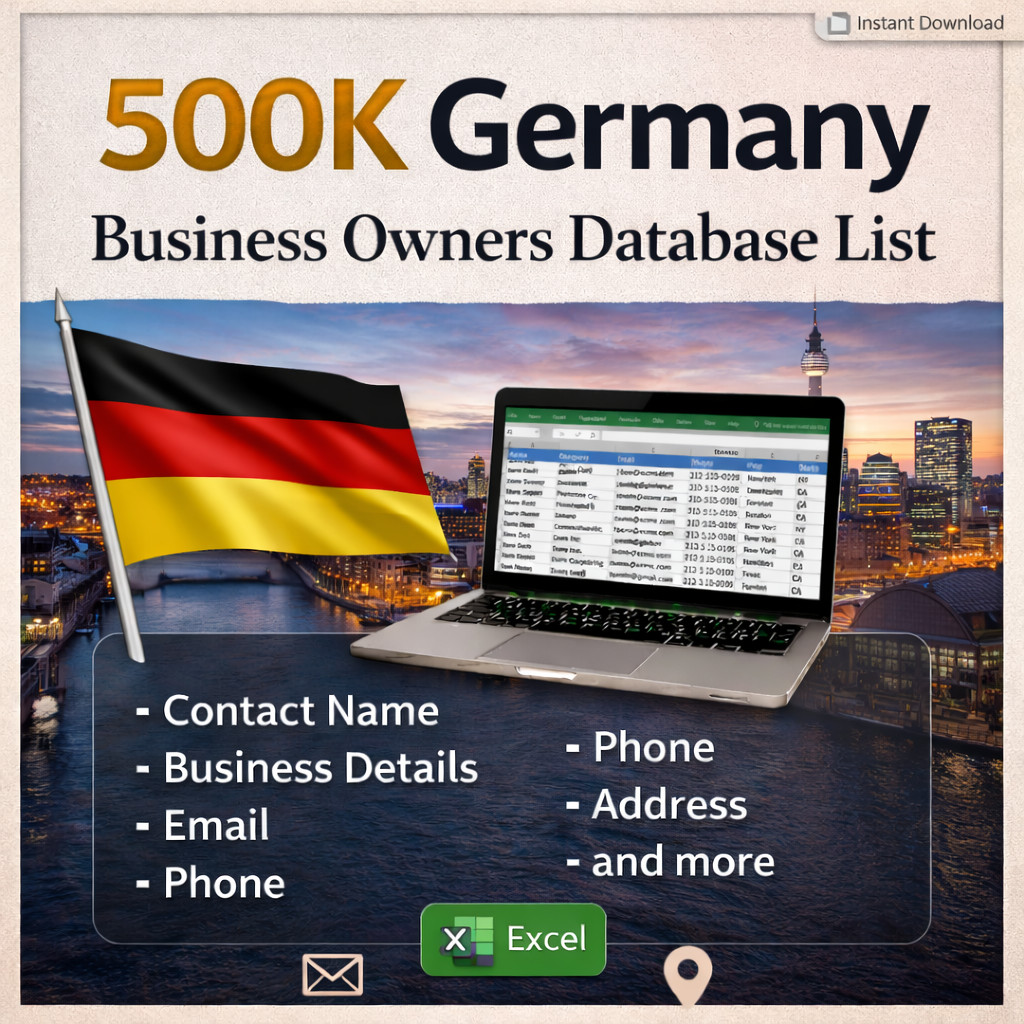 500K Germany Business Email Database | B2B Contact leads list (Digital Download)