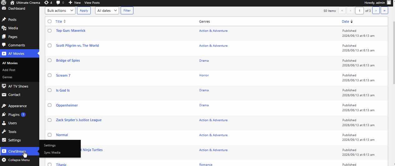 CineStream Media Affiliate – Automated Movie & TV Database WordPress Plugin