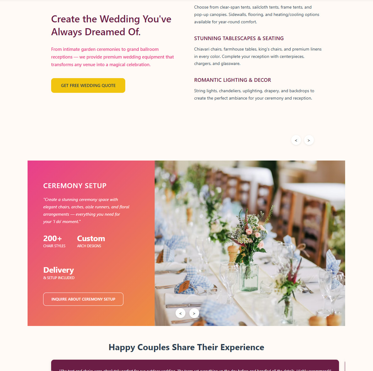 Party& Event Equipment Rental Website