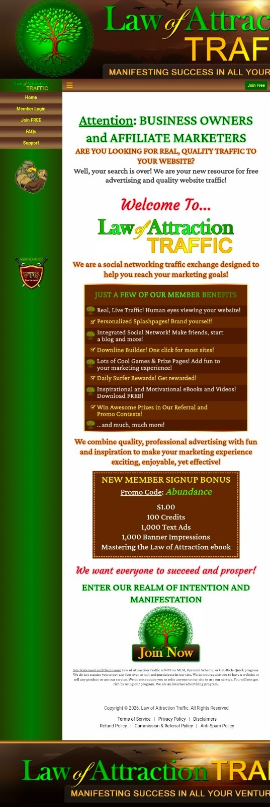 Established Traffic Exchange – Law of Attraction Traffic