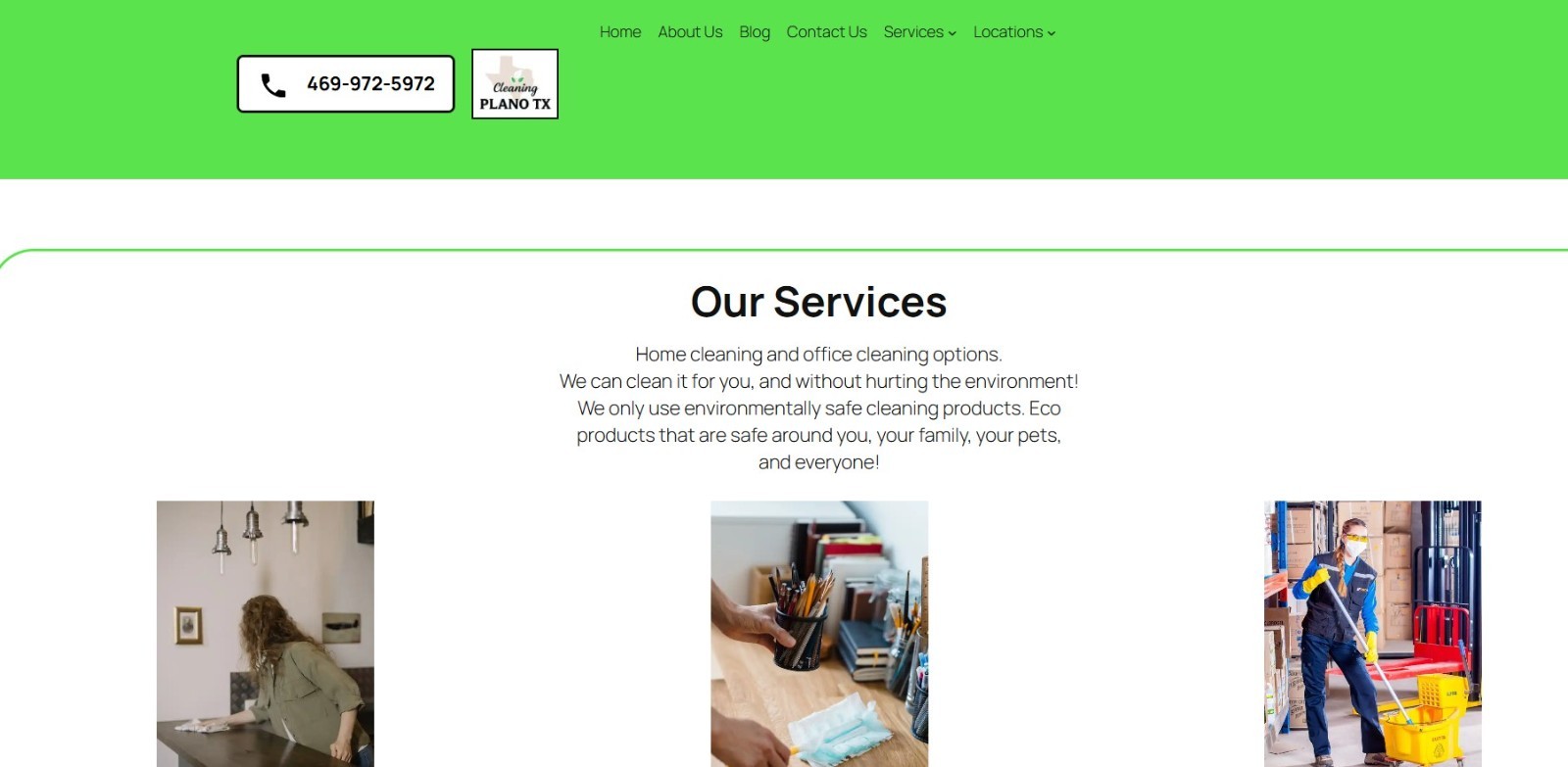 Cleaning business website with full content and social media accounts