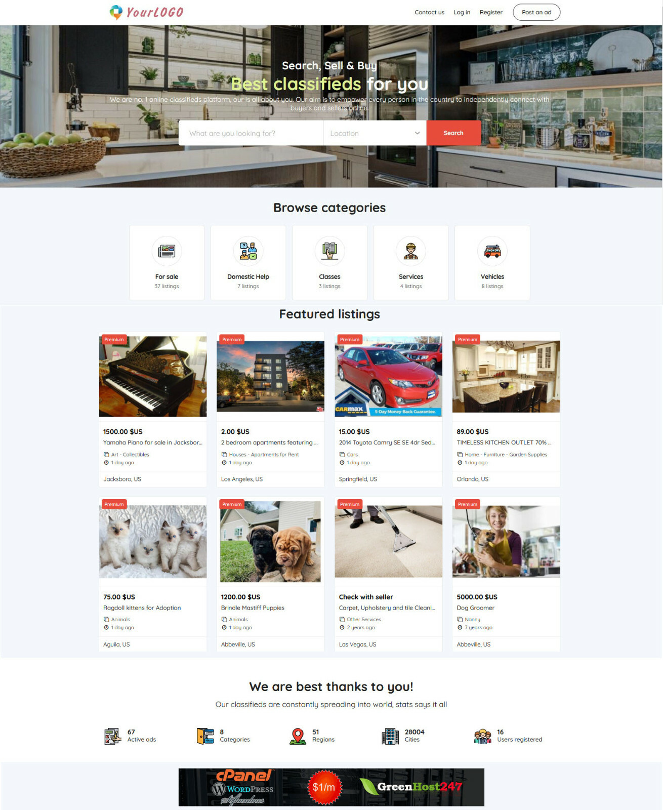 Classified Ads Website For Sale, Free Installation + Hosting
