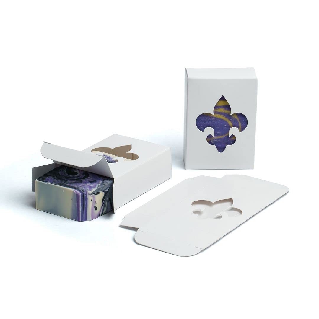 Fleur-de-Lis Window Soap Boxes White Handmade Cajun Artisan 50 Pack