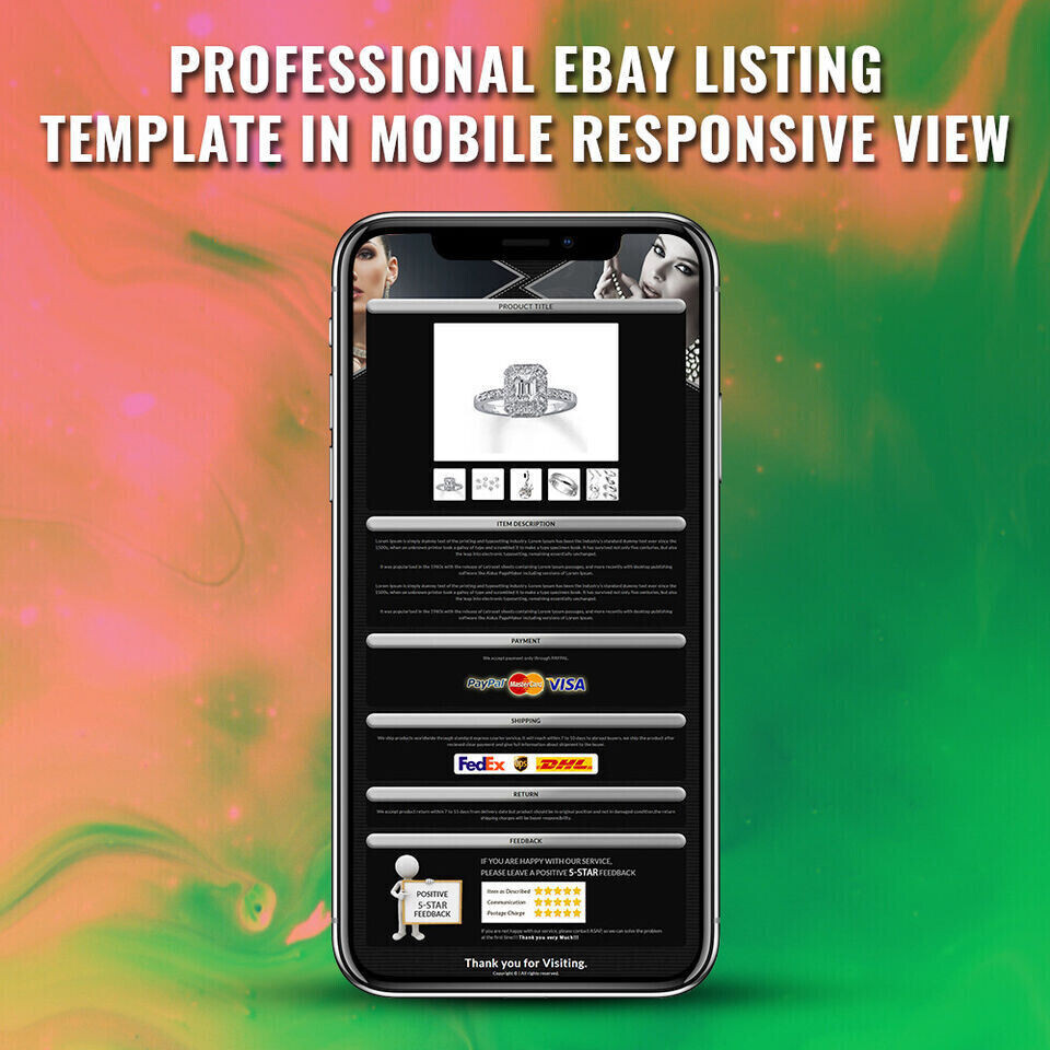 eBay Templates, eBay Auction Mobile Responsive html Templates 2019 for Jewelry