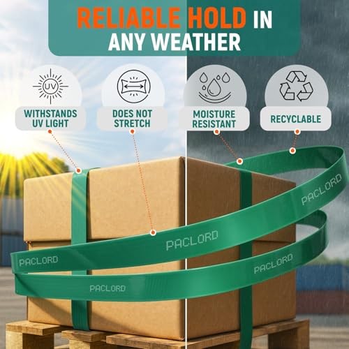 Paclord 5/8″ x 200′ PET Polyester Strapping Coil 1400lb Break Strength Green
