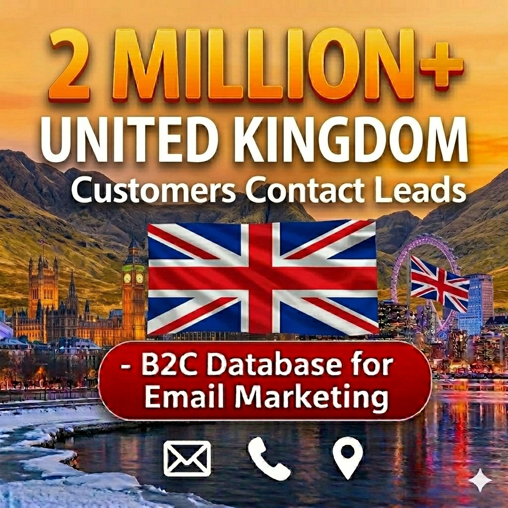 2 Million UK Customers Email Database – B2C Contact leads (Digital Download)