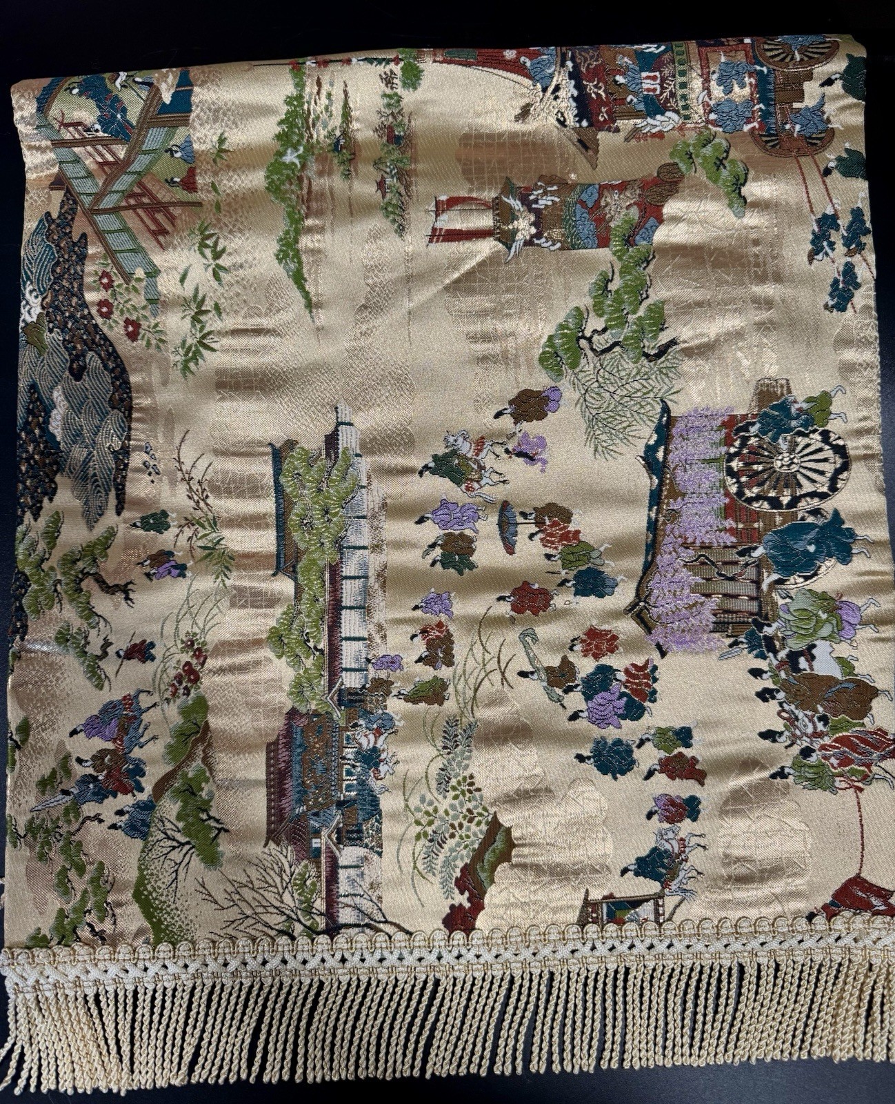 Antique Japanese Fukusa Nishijin Silk Brocade Jidai Matsuri Kyoto Parade