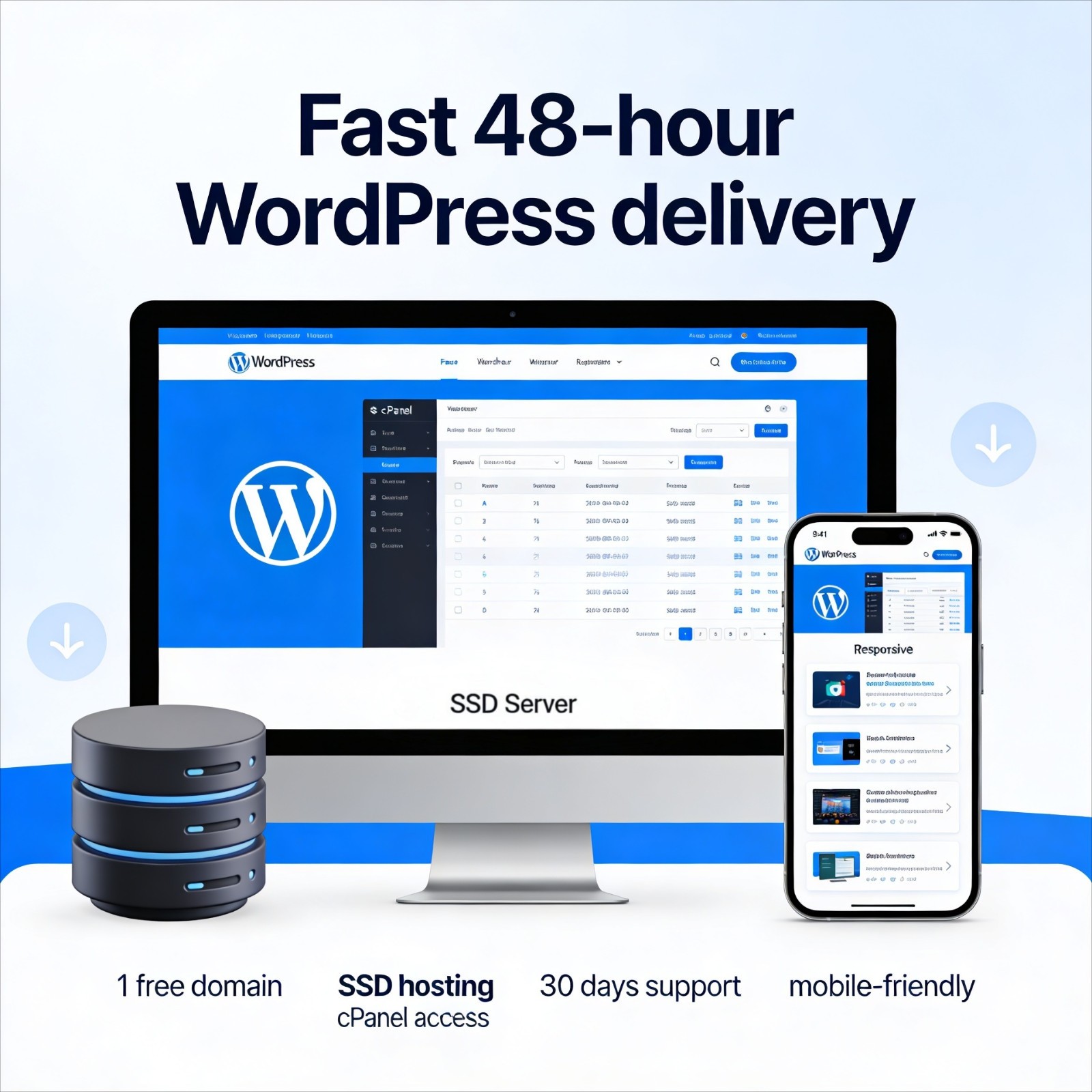 WordPress Website Design + 1 Year Hosting | Free Domain & SSL