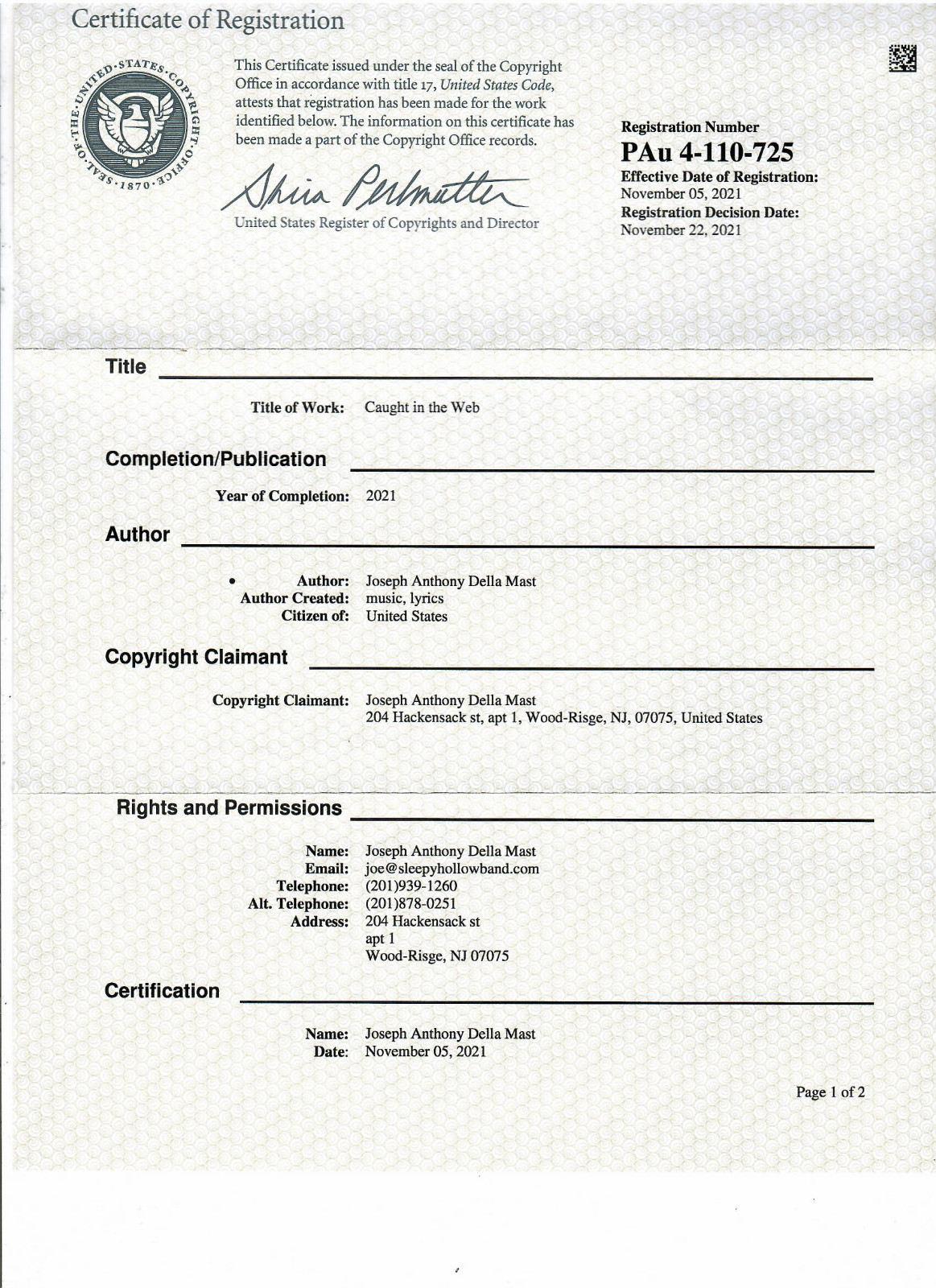 Sleepy Hollow Spectrum Green Joe Dell Goin Over Copyright all rights book music