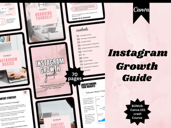 Instagram Growth Guide PLR MRR, Editable Canva Template, DFY Digital Product