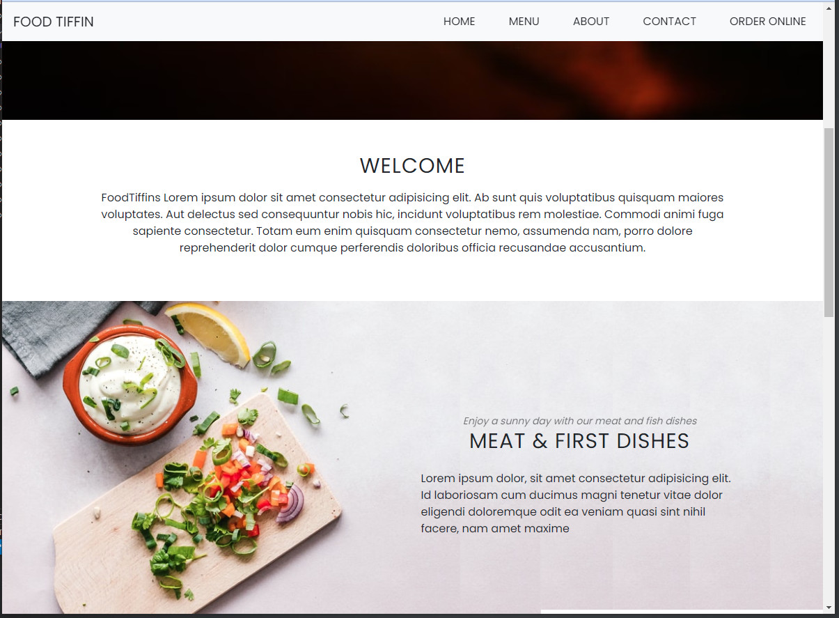 Food Tiffin HTML Bootstrap Responsive Template