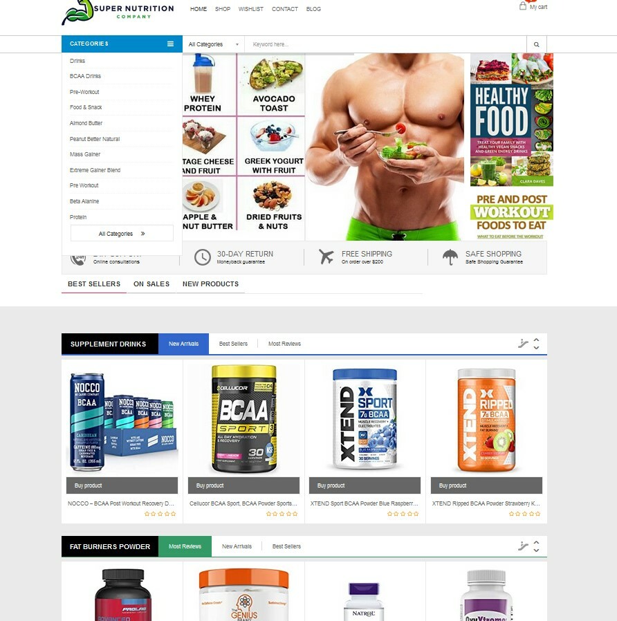 Nutrition Supplements Store, Amazon Affiliate /Drop Ship Website + Free Host