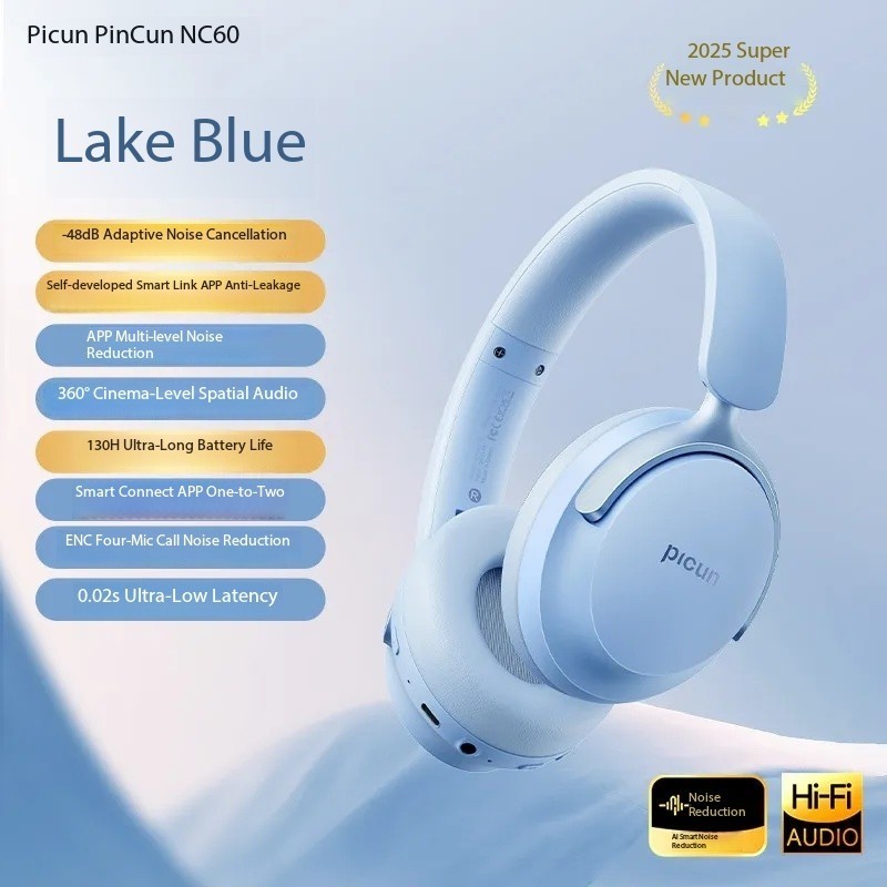 Pinsen NC60 Over-Ear Bluetooth Headphones with Active Noise Cancellation