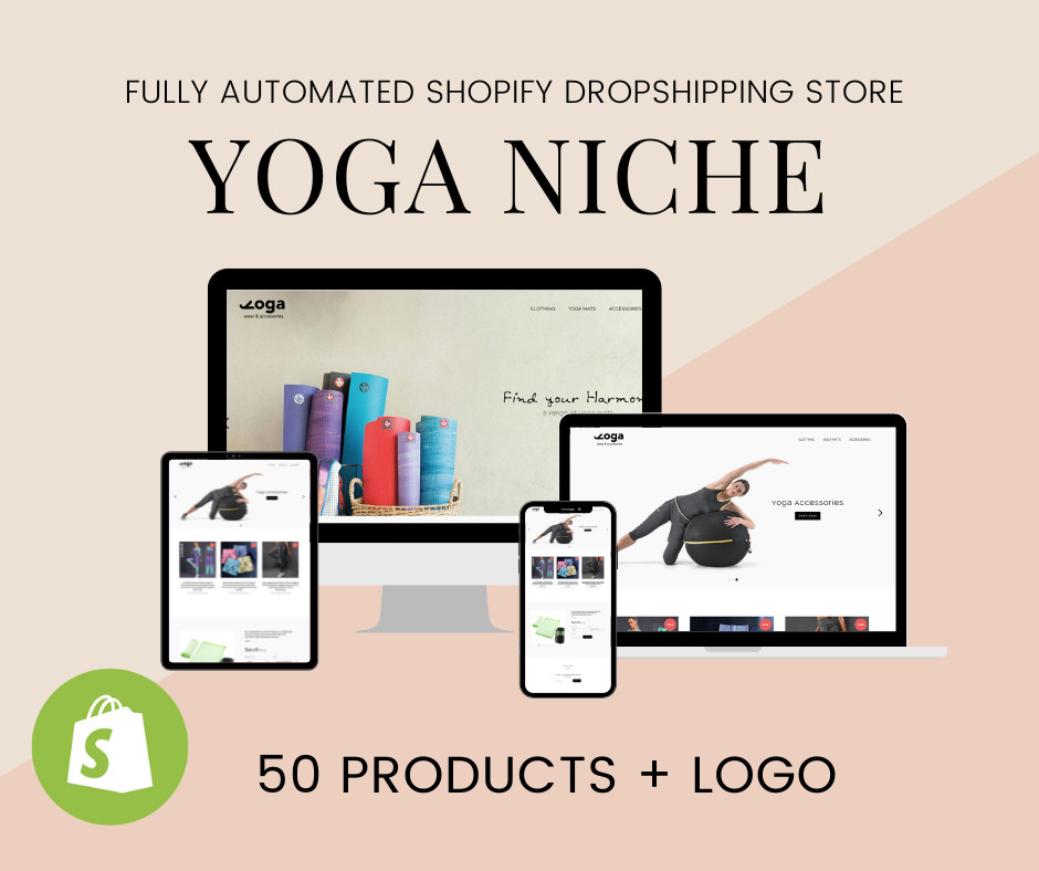 🥇 YOGA NICHE Fully Automated Shopify Dropshipping Store Website + 1 domain