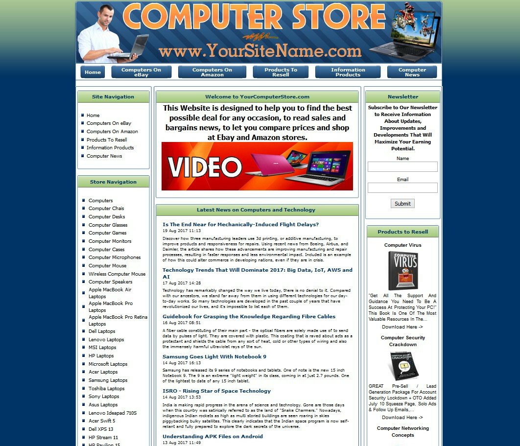 LAPTOP COMPUTERS FULLY AUTOMATED AFFILIATE STORE BUSINESS WEBSITE FOR SALE