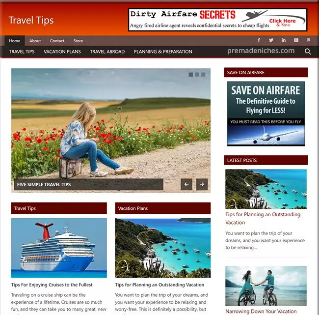 Successful Travel Tips Niche Site – Ready Made for Work From Home Business