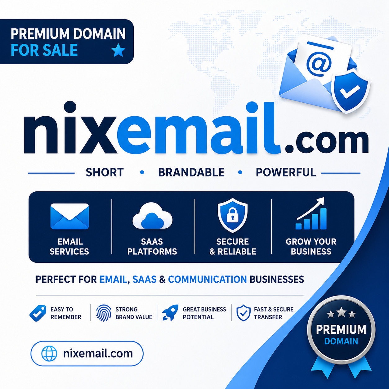 NixEmail.com Premium Domain | Email Service Brand Short & Catchy Tech Name