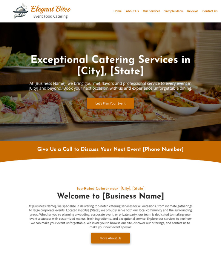 Catering Service Customized Business Website *SEE FULL DESCRIPTION*