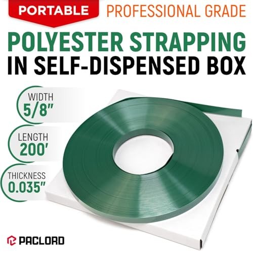 Paclord 5/8″ x 200′ PET Polyester Strapping Coil 1400lb Break Strength Green