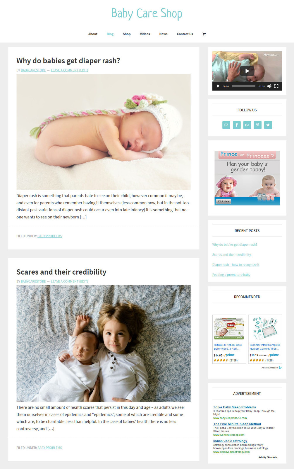 [NEW DESIGN] * BABY CARE STORE * blog website business for sale AUTO CONTENT